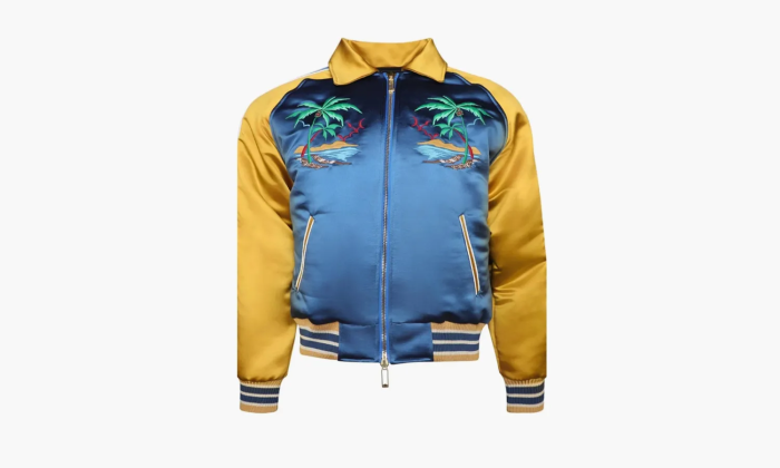 RHUDE Palm Eagles Souvenier Jacket Navy / Mustard Yellow  RHUDE Palm Eagles Souvenier Jacket Navy / Mustard Yellow