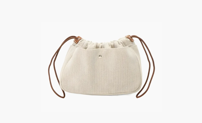 HERMES Garden Party Canvas With Calfskin Insert Clutch Beige 