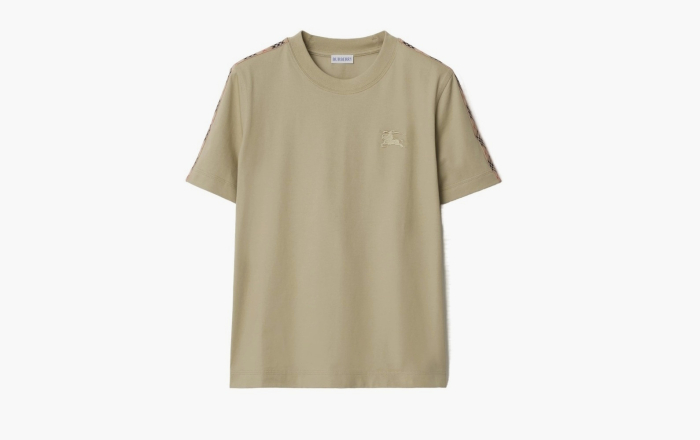 Burberry Check Trim Cotton T-shirt  "Skylark" 