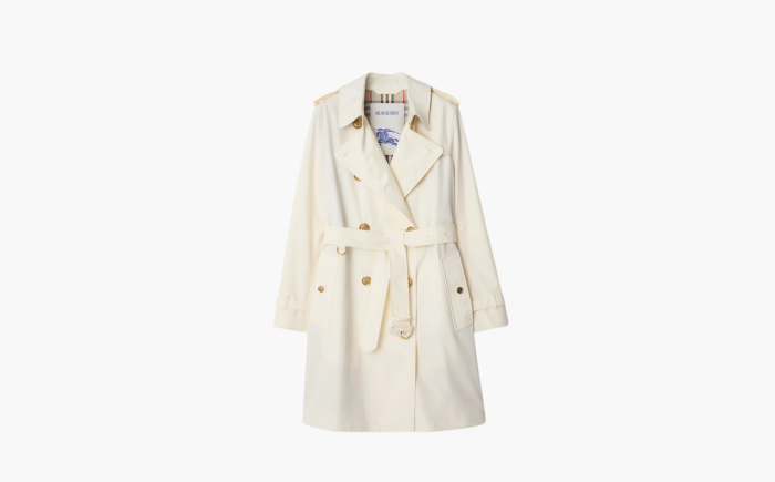 Burberry Mid-length Gabardine Kensington Trench Coat "Beige" 
