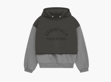 Fear of God Essentials Nylon Fleece Hooded Sweater Dark Heather Oatmeal/Ink  