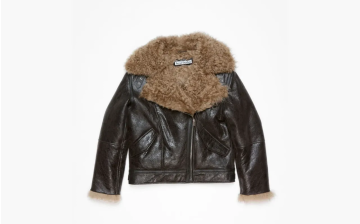 Acne Studios Leather Shearling Jacket Brown 