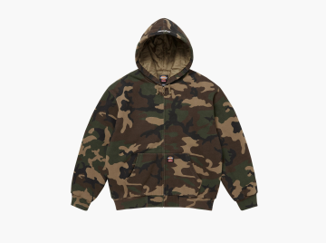 Supreme x Dickies Quilted Lined Zip Up Hooded Sweatshirt Woodland Camo 