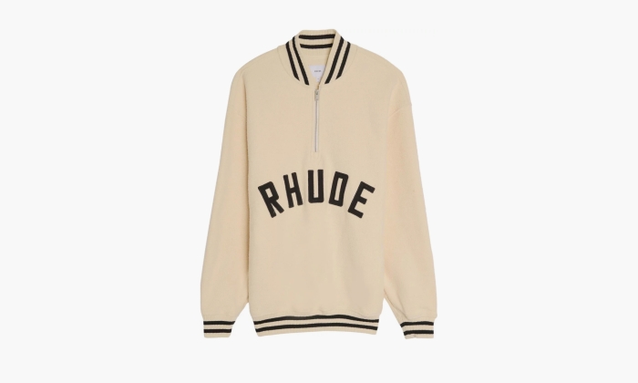 RHUDE Quarter Zip Varsity Jacket "Cream / Black" 