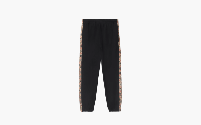 Burberry Check Trim Cotton Jogging Pants "Black" 