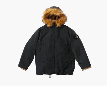 Supreme x Stone Island Formula Steel Reversible Faux Fur Parka Black 