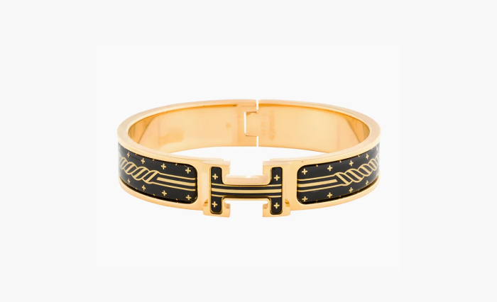 Hermès Clic H Quadrige Au Fil Enamel Bracelet Black 