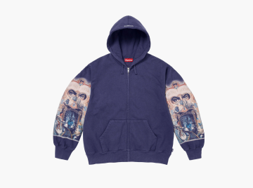 Supreme Michael Jackson Dangerous Zip Up Hooded Sweatshirt Washed Navy 