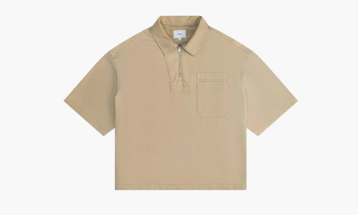 RHUDE Boxy Half Zip Spray Short-sleeve Shirt Khaki  RHUDE Boxy Half Zip Spray Short-sleeve Shirt Khaki