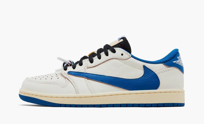 Air Jordan 1 Retro Low OG SP x Fragment Design x Travis Scott Sail Military Blue 