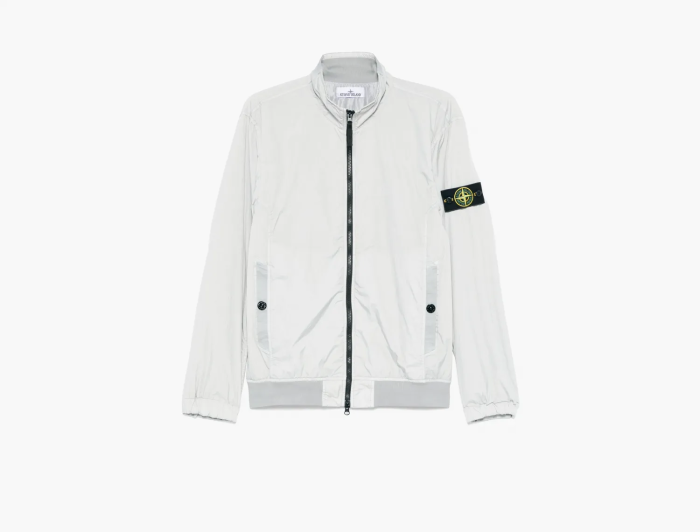 Stone Island Wind-Resistant Jacket with Anti-Drop and Mesh Lining Pearl Grey 