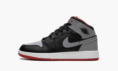 AIR JORDAN 1 MID GS "Black Grey Red" - 3.5Y
