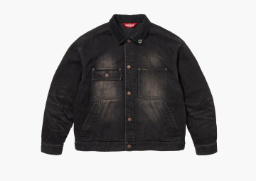 Supreme Distressed Selvedge Trucker Jacket Washed Black 