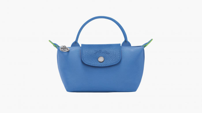 Longchamp Le Pliage Green Handle Pouch "Cornflower" 