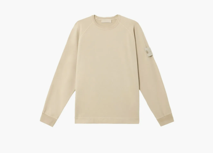 Stone Island Crewneck Sweatshirt with Ribbed Details Beige 