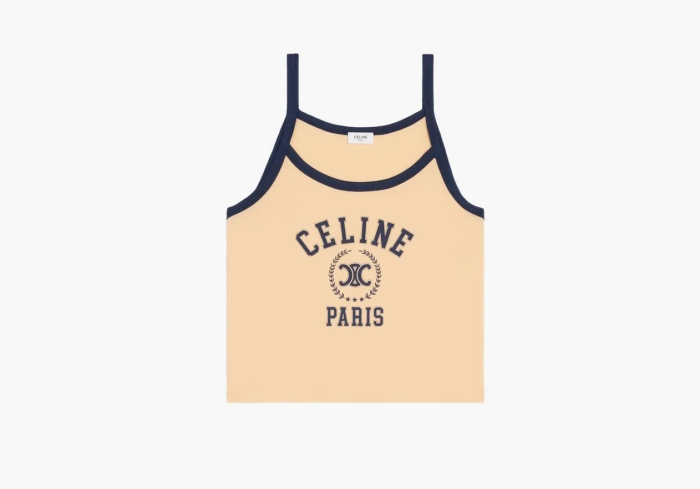 Celine Tank Top in Cotton Jersey Cheesecake / Navy  Celine Tank Top in Cotton Jersey Cheesecake / Navy