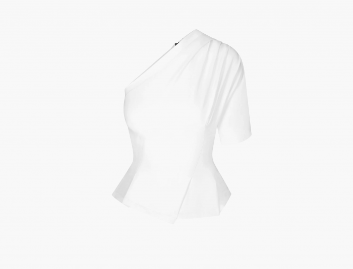 Khy One Shoulder Cinching Tee "White" 