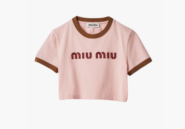 Miu Miu Girocollo Ricamo Jersey Alabastro/Military  Miu Miu Girocollo Ricamo Jersey Alabastro/Military