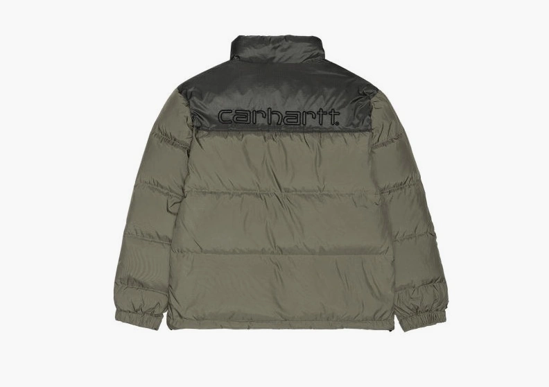 Carhartt WIP Embroidered Quilted Zip-Up Down Puffer Jacket  Dark Khaki  Carhartt WIP Embroidered Quilted Zip-Up Down Puffer Jacket  Dark Khaki