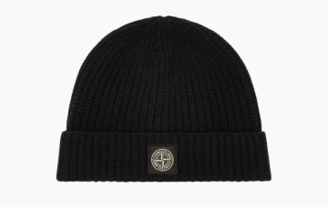  Stone Island Ribbed Beanie Black 