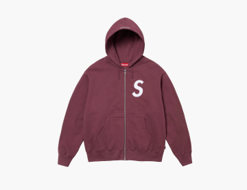 Supreme S Logo Zip Up Hooded Sweatshirt Maroon 