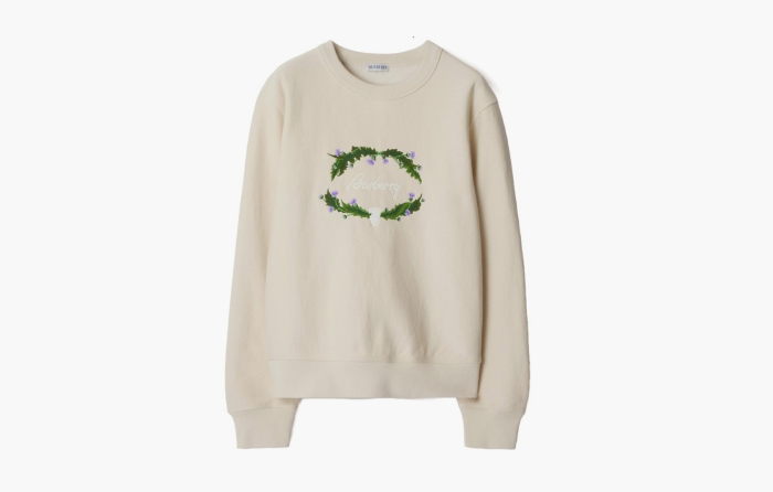 Burberry Thistle Logo Cotton Blend Sweatshirt "Tundra" 