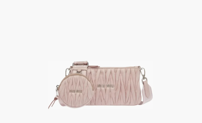 Miu Miu Dusty Pink Matelassé Multi-Pochette Crossbody Rose Red 