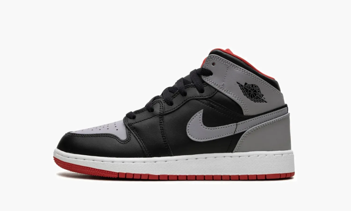 Air Jordan 1 Mid GS Black Grey Red 