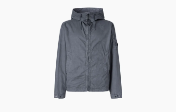 C.P.Company Zippered Closure Hooded Sleeve Jacket Grey 