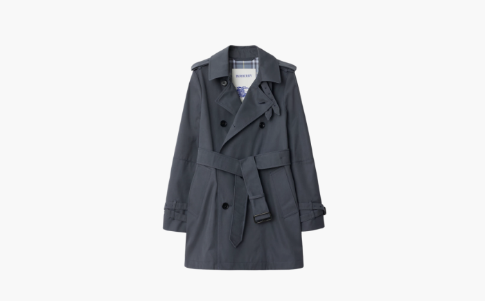 Burberry Short Cotton Blend Trench Coat "Gray" 