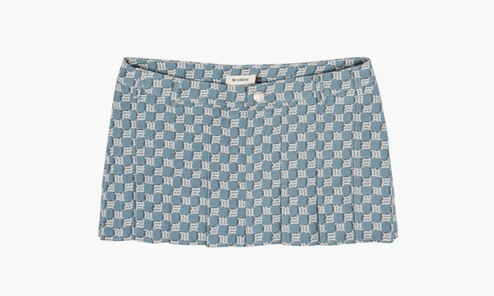 Misbhv Jacquard Canvas Monogram School Mini Skirt Blue  Misbhv Jacquard Canvas Monogram School Mini Skirt Blue