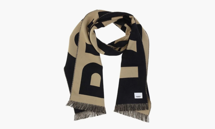 Burberry Logo Wool Jacquard Scarf Beige 