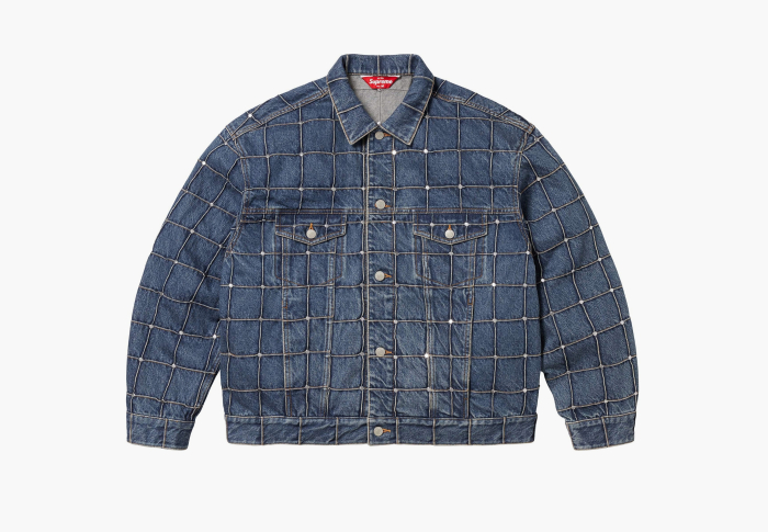 Supreme Studded Seam Denim Trucker Jacket  "Blue" 