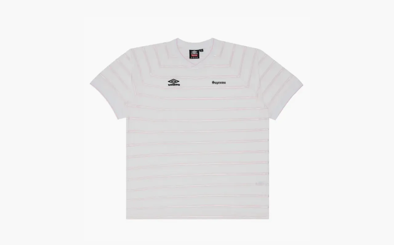 Футболка Supreme x Umbro Stripe Soccer Jersey White оригинал