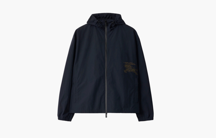 Burberry Nylon Cotton Hooded Jacket "Indigo" 