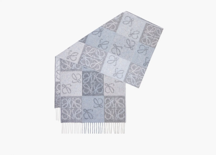 Loewe Scarf In Wool and Cashmere Blue/White  Loewe Scarf In Wool and Cashmere Blue/White