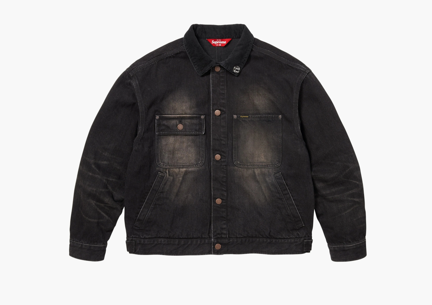 Supreme Distressed Selvedge Trucker Jacket Washed Black  Supreme Distressed Selvedge Trucker Jacket Washed Black