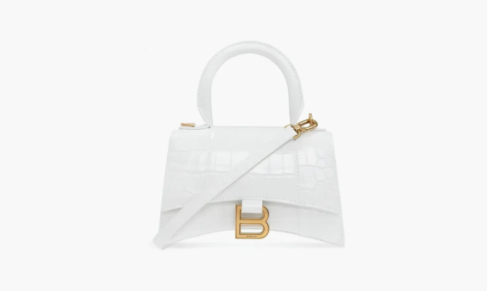 Balenciaga Hourglass Handdbag Embossed White 