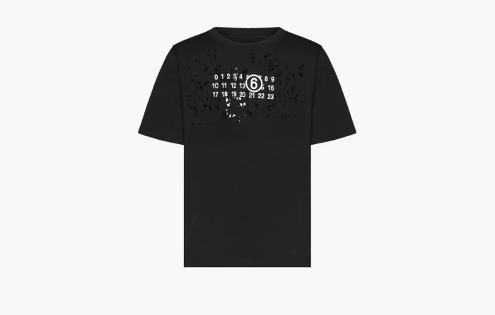 MM6 Maison Margiela Destroyed Logo T-Shirt Black 