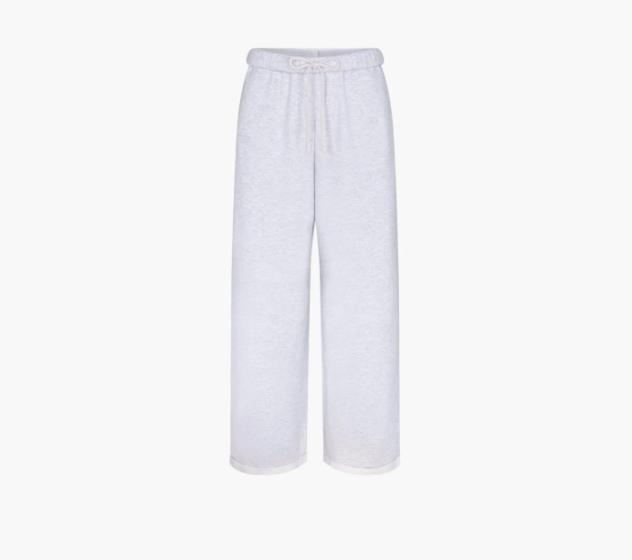 Skims Cotton Fleece Straight Leg Pant Light Heather Grey  Skims Cotton Fleece Straight Leg Pant Light Heather Grey