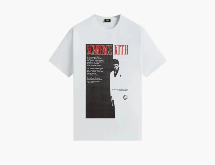 Kith For Scarface Film Poster Vintage Tee White  Kith For Scarface Film Poster Vintage Tee White