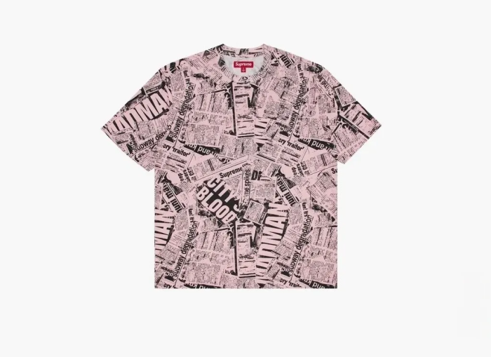 Supreme Newspaper Short-Sleeve Top Pink 