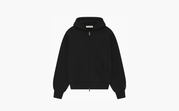 Fear of God Essentials Classic Full Zip-Up Hoodie Jet Black  Fear of God Essentials Classic Full Zip-Up Hoodie Jet Black