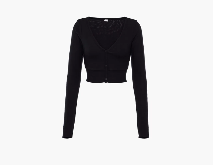 Alo Yoga Alolux Cropped Me Time Cardigan Black  Alo Yoga Alolux Cropped Me Time Cardigan Black