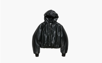 Acne Studios Hooded Faux Leather Jacket Black 