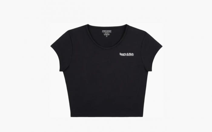 orty & Rich Club Logo Cropped Active T-Shirt WMNS "Black/White" 