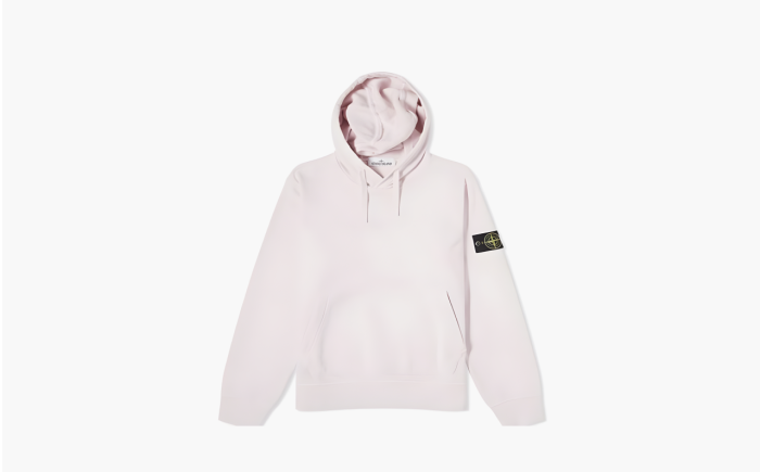 Stone Island Cotton Fleece Popover Hoodie Pink  Stone Island Cotton Fleece Popover Hoodie Pink
