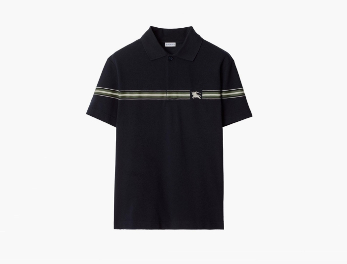 Burberry Striped Cotton Polo Shirt  "Indigo" 