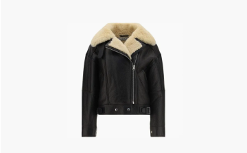 Acne Studios Leather Shearling Jacket Black 