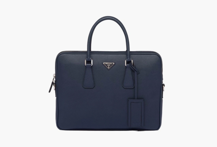 Prada Saffiano Leather Work Bag Baltic Blue 